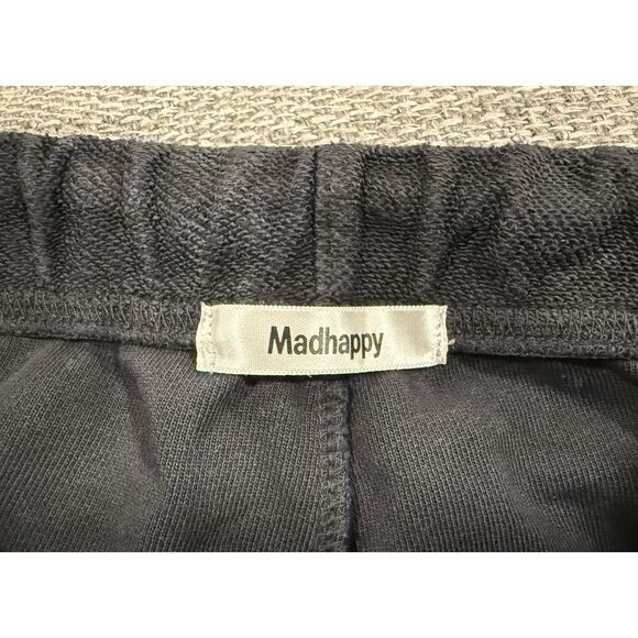 Madhappy Black Sweatpants Medium Made in USA Vertical Leg Print Logo - Picture 3 of 5